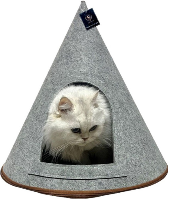 딩동펫 고양이 꼬깔 지퍼 텐트 하우스, 그레이, 1개
