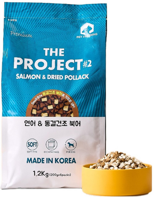 펫러닝 전연령 강아지 기호성 좋은 동결건조 소프트 사료, 연어+황태, 1.2kg, 1개