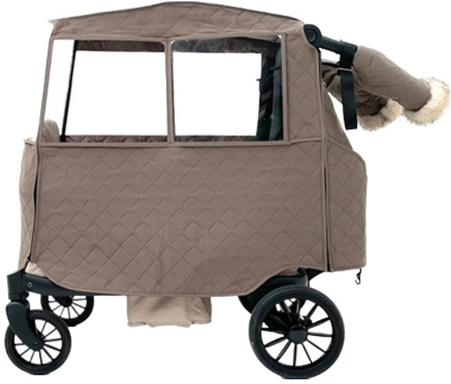 pompolarr Wigo W 嬰幼兒專用保暖套 推車防寒罩 + 暖手套組, 棕色, 1套