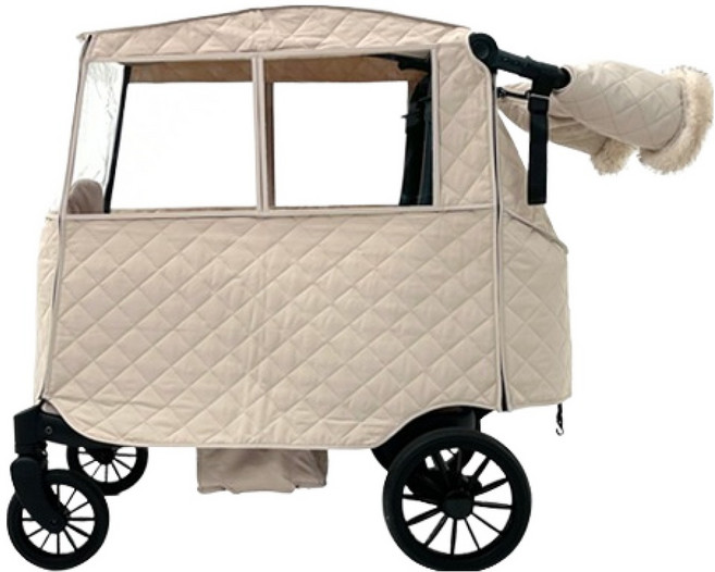 pompolarr Wigo W 嬰幼兒專用保暖套 推車防寒罩 + 暖手套組, 米色, 1套