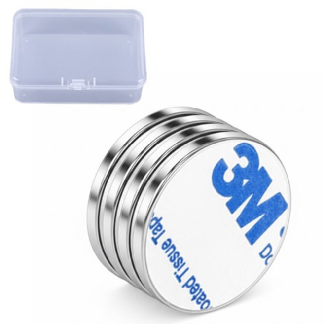 OON 3M 접착식 네오디움 원형 자석 4p 세트, 1세트