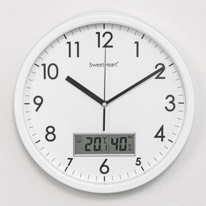 스위트하트 무소음 보니 온습도 벽시계 300, 화이트