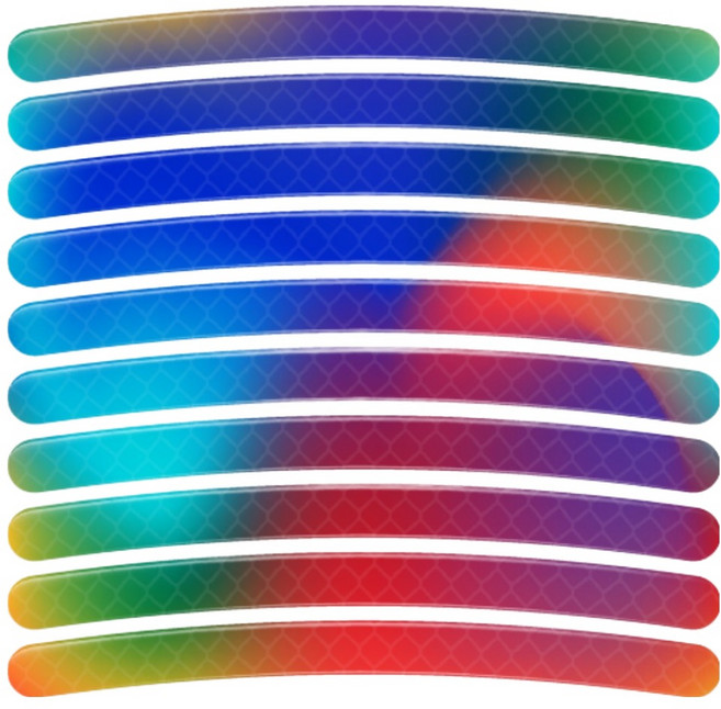 스코라 야간 시인성 휠 반사 스티커 오로라 레인보우 7mm x 9cm 40p, 1개