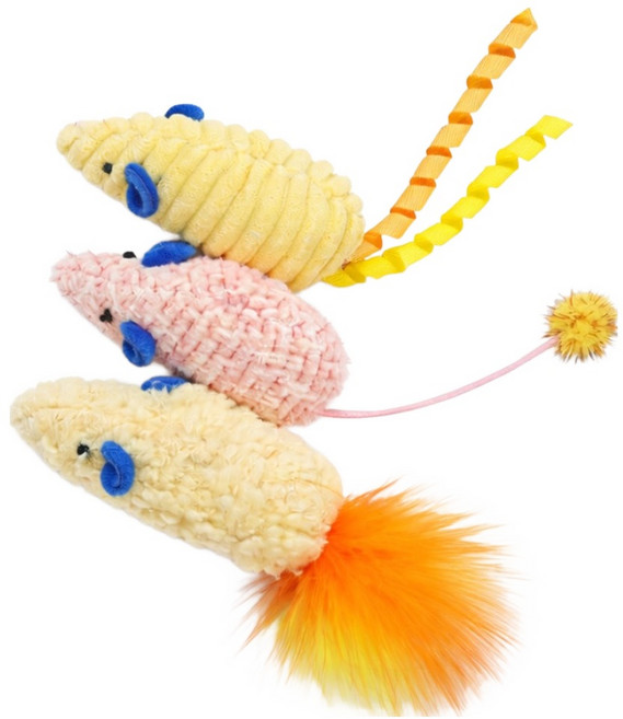 데이소이 고양이 쥐 모양 장난감 3종 세트 ONE SIZE, 4 옐로우, 1세트