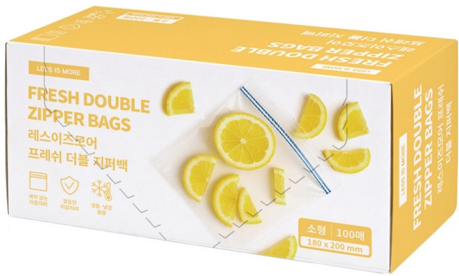 레스이즈모어 프레쉬 더블 지퍼백 18 x 20 cm, 소(S), 1개, 100개입