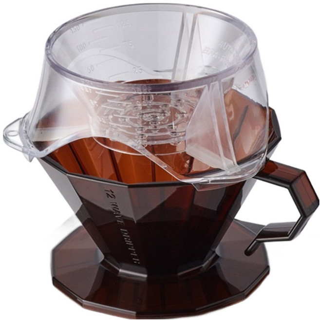 BEANPLUS Tritan 自動手沖咖啡組 棕色濾杯版, 1套, 濾杯架 + 棕色濾杯, 150ml