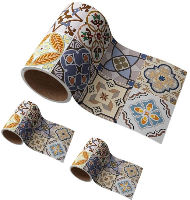 온예리 북유럽풍 데코 타일 스티커 3p, 블루