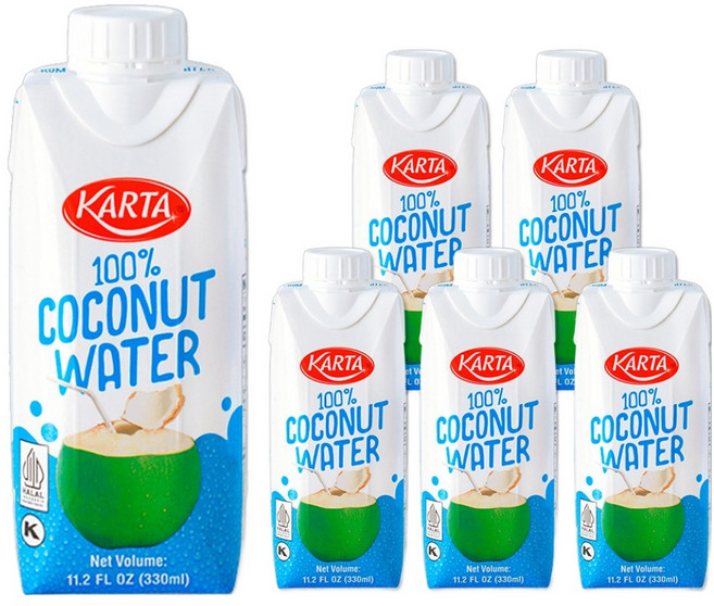 카르타 100% 코코넛 워터, 6개, 330ml