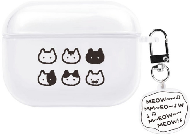 우먼스9999 에어팟 프로 3세대 투명 키링 케이스, 여섯고양이, 1개