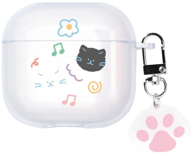우먼스9999 에어팟 4세대 투명 키링 케이스, 고양이발바닥, 1개