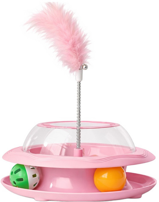 데이소이 고양이 스프링 디스펜서 깃털 장난감 ONE SIZE, 2 핑크깃털, 1개