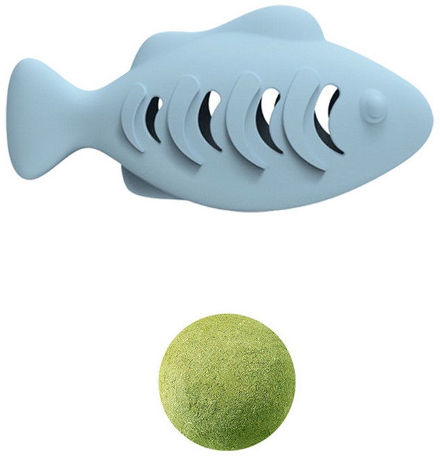 데이소이 고양이 내구성 좋은 물고기 장난감 + 캣닢 세트 ONE SIZE, 4 블루캣닢, 1세트