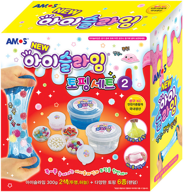 아모스 아이슬라임 토핑세트 2번, 투명, 하늘(아이슬라임), 랜덤발송(토핑 6종), 1세트