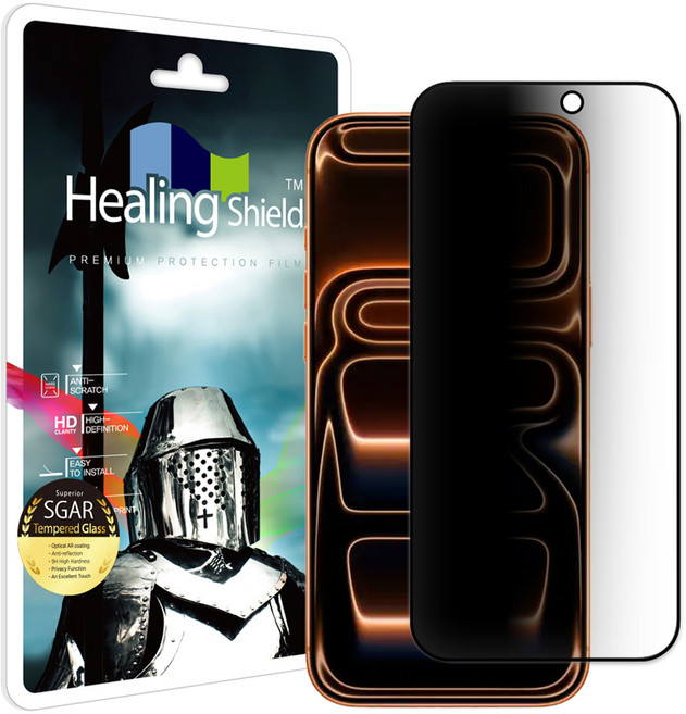 Healing Shield 3D全覆蓋AR防窺鋼化玻璃螢幕保護貼套組, 1套