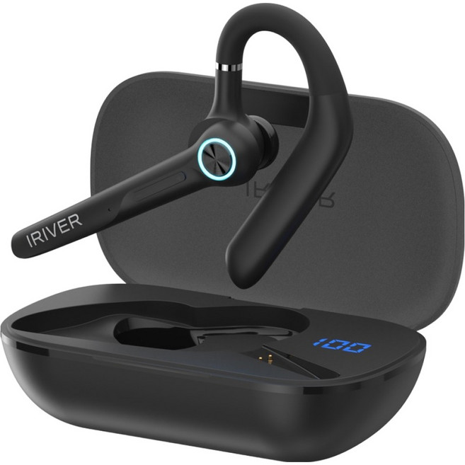 아이리버 ENC 노이즈캔슬링 귀걸이형 핸즈프리 무선 블루투스 6.0 통화용 듀얼마이크 이어셋, IB-EX5, 블랙