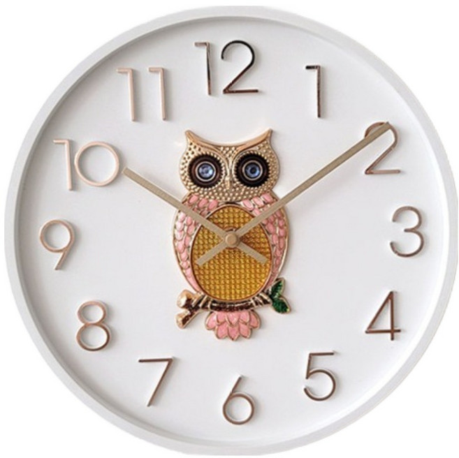보니데코 무소음 행복 부엉이 벽시계 280, 화이트