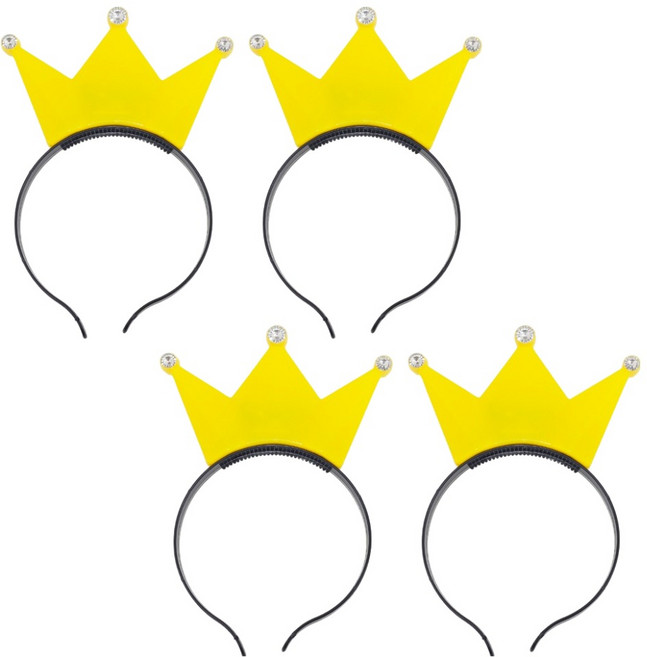 파티공구 LED램프 왕관 머리띠, 옐로우, 4개