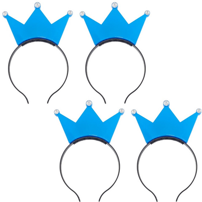 파티공구 LED램프 왕관 머리띠, 블루, 4개