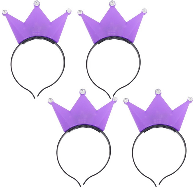 파티공구 LED램프 왕관 머리띠, 라벤다, 4개