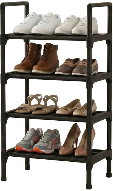 다나셀 좁은현관 슬림 신발장 4단 45 x 26 x 79 cm, 블랙, 1개