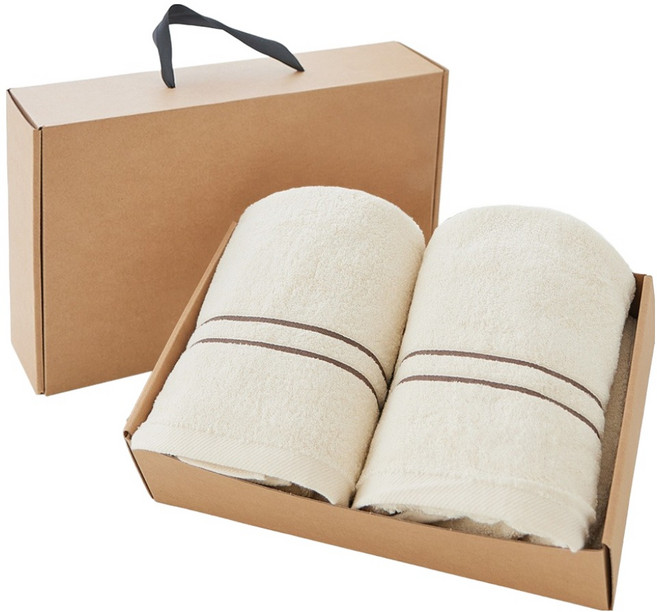 타월리스트 선염라인 무염 호텔 대형 바스타올 450g x 2p 40수 코마사 집들이 선물 세트, 브라운, 1세트