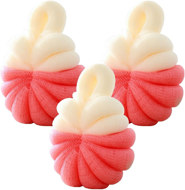 마켓피아 샤워 볼륨감 바디워시 거품 샤워타올, 핑크, 3개, 1개입