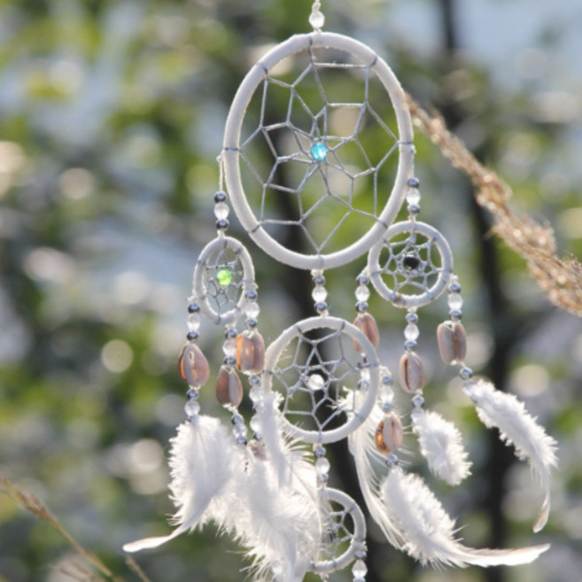 쿠칭아일랜드 조가비 드림캐쳐 북유럽 감성 발리 핸드메이드, 화이트