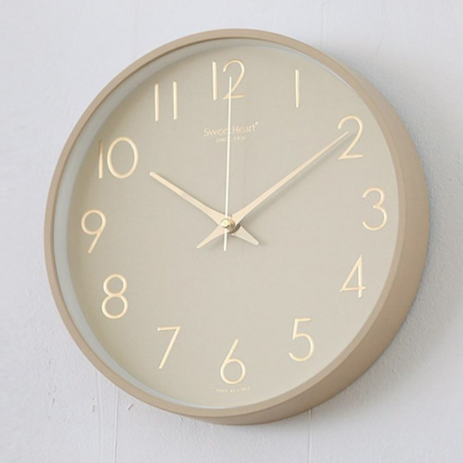 스위트하트 무소음 무드 벽시계 280, 베이지