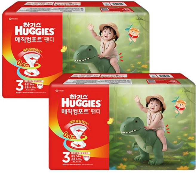 하기스 2026 매직컴포트 팬티형 기저귀 남여공용 중형, 108매, 3단계