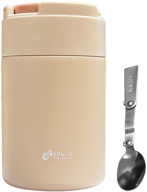 FUJI-GRACE 富士雅麗 陶瓷易潔真空悶燒罐 附湯匙 FJ-965, 奶茶色, 1個, 600ml