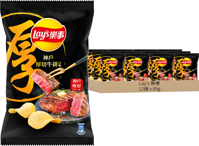 Lay's 樂事 神戶厚切牛排口味洋芋片, 85g, 12個