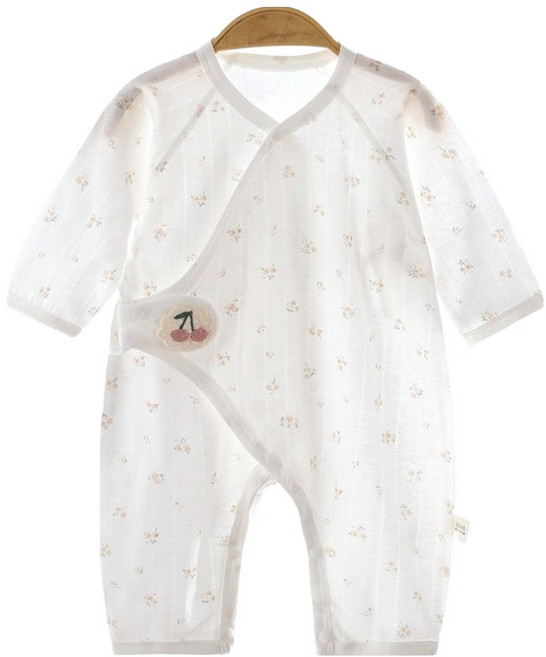 Bebeniz 新生兒用純棉細紋圖案紗布長袖連身衣