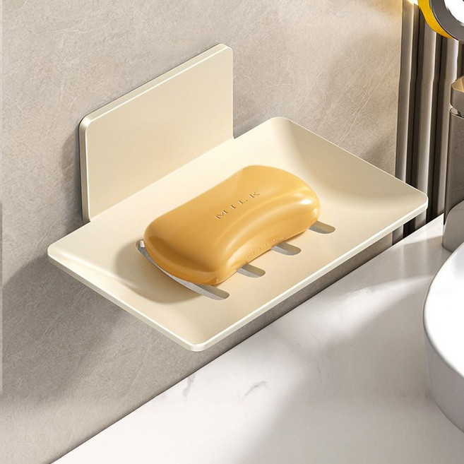 쉐리엘 욕실 깔끔한 무타공 접착식 비누 거치대, 화이트, 2개