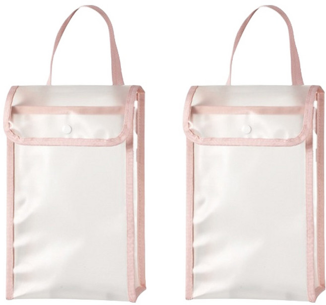 블럭마트 공간활용 벽걸이 티슈 보관함, 핑크, 2개