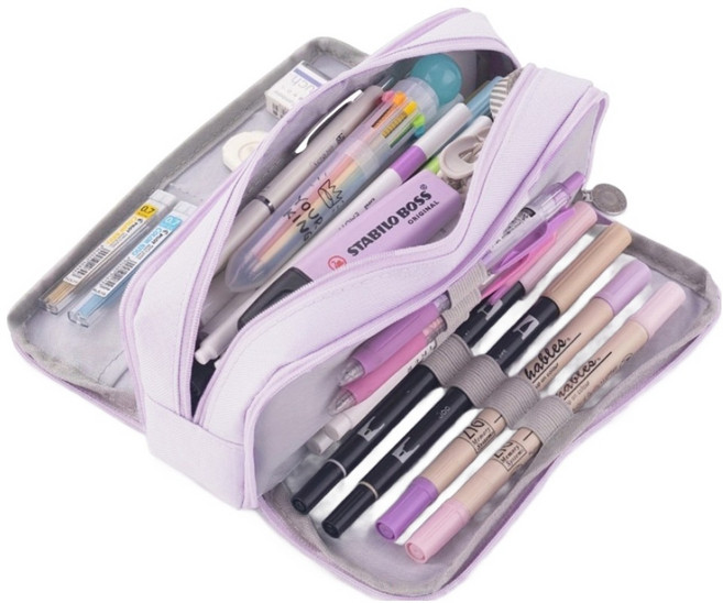 allode 粉彩大容量鉛筆盒 23.5 x 7.5 x 5.5 cm, 03 紫色, 1個