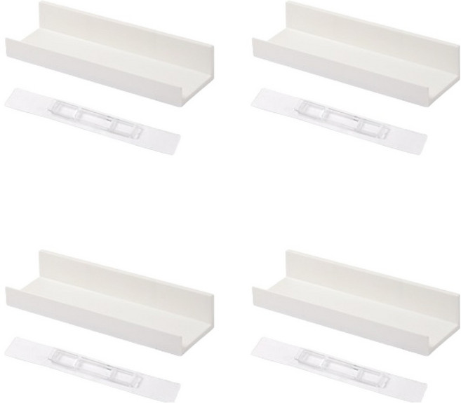 블럭마트 심플스타일 무타공 벽걸이 욕실선반, 화이트, 4개