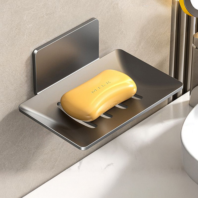 쉐리엘 욕실 깔끔한 무타공 접착식 비누 거치대, 그레이, 2개