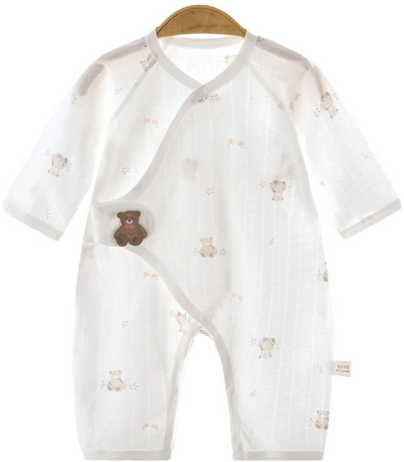 베베니즈 신생아용 순면 잔패턴 배냇 긴팔 우주복