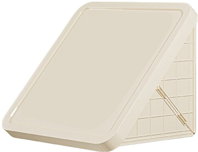 블럭마트 무타공 벽걸이 접이식 욕실 옷 수납 정리함, 베이지, 1개