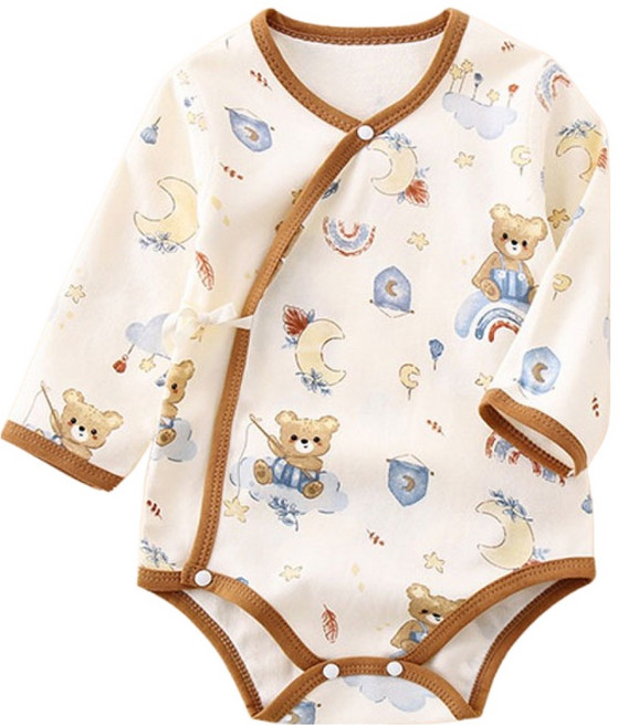 베베니즈 신생아용 순면 패턴 배냇 긴팔 바디수트