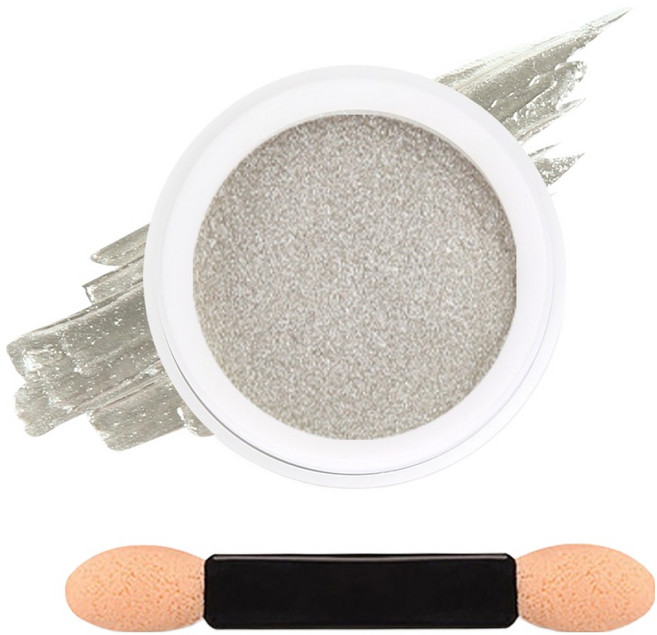 젤로젤로 젤네일 아트 엣지빔 화이트새틴 미러 파우더 글리터 + 브러쉬 세트, 1세트, JP15 화이트골드