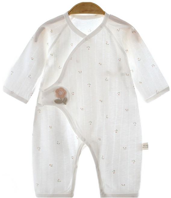 Bebeniz 新生兒用純棉細緻圖案紗布長袖連身衣