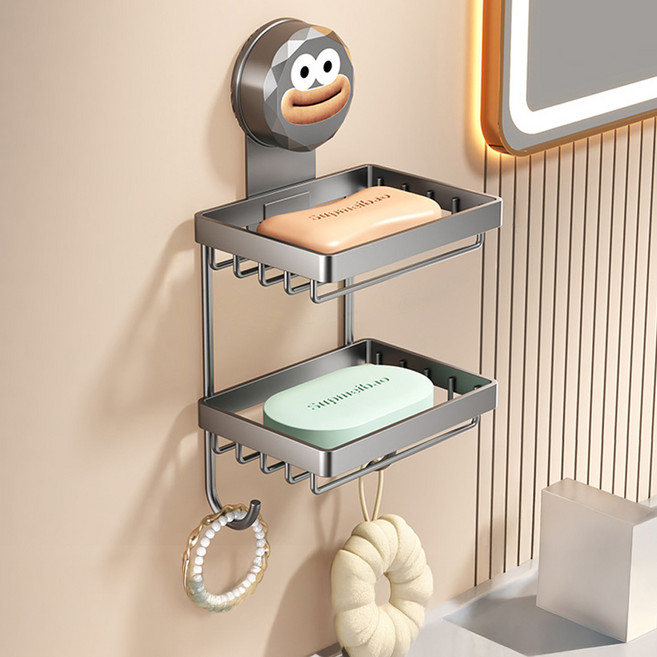 쉐리엘 욕실 깔끔 귀여운 캐릭터 비누거치대 2단, 그레이, 1개