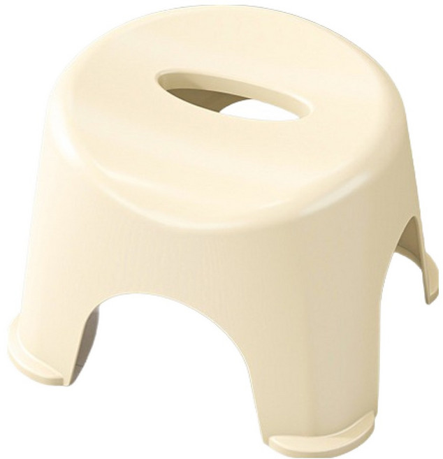 블럭마트 라운드 심플컬러 욕실의자, 크림
