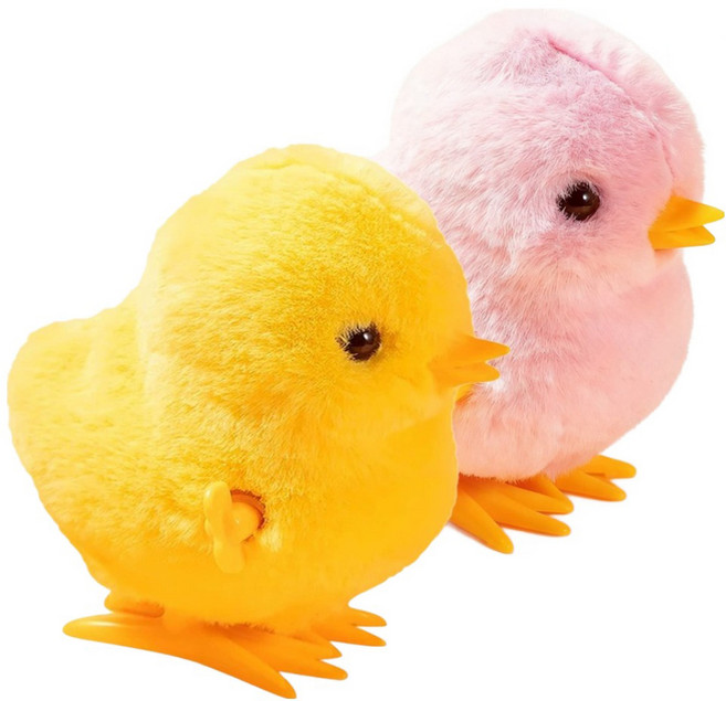 KANGAROO 말랑 촉감 미니 스트레스완화 귀여운 점프 병아리 장난감 핑크 + 옐로우 9cm 세트, 1세트