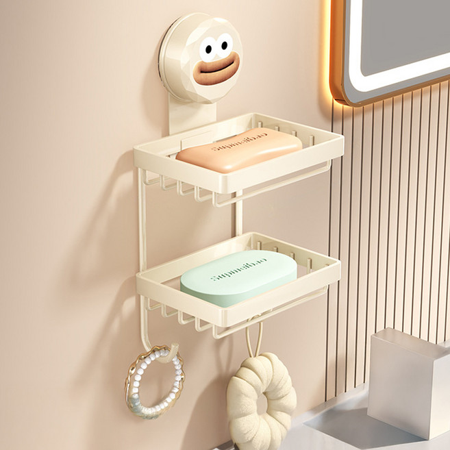 쉐리엘 욕실 깔끔 귀여운 캐릭터 비누거치대 2단, 화이트, 1개