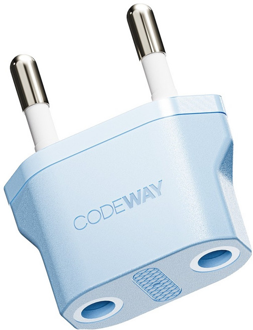코드웨이 돼지코 220V 변환 유럽형 플러그 여행용 어댑터 블루 35x43mm, 1개