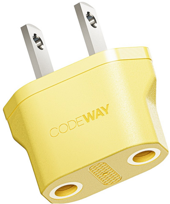코드웨이 돼지코 220V 변환 110V 플러그 35 x 40 mm, 40mm, 옐로우, 1개