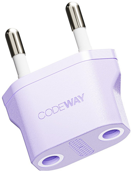 코드웨이 돼지코 220V 변환 유럽형 플러그 여행용 어댑터 퍼플 35x43mm, 1개