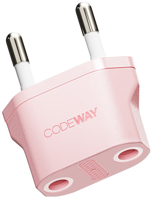 코드웨이 돼지코 220V 변환 유럽형 플러그 35 x 43 mm, 핑크, 1개